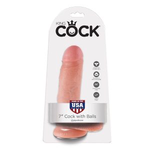 KING COCK 7”, DILDO Z MODI, kožna barva, 17.8 cm