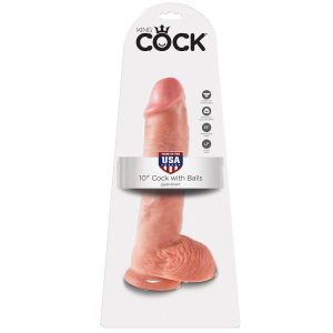 KING COCK 10”, DILDO Z MODI, kožna barva, 25 cm