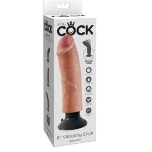 KING COCK 8” VIBRACIJSKI DILDO, kožna barva, 18 cm