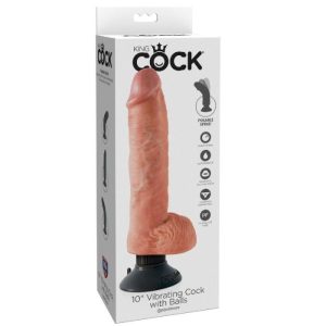 KING COCK 10” VIBRACIJSKI DILDO Z MODI”, kožna barva, 25 cm