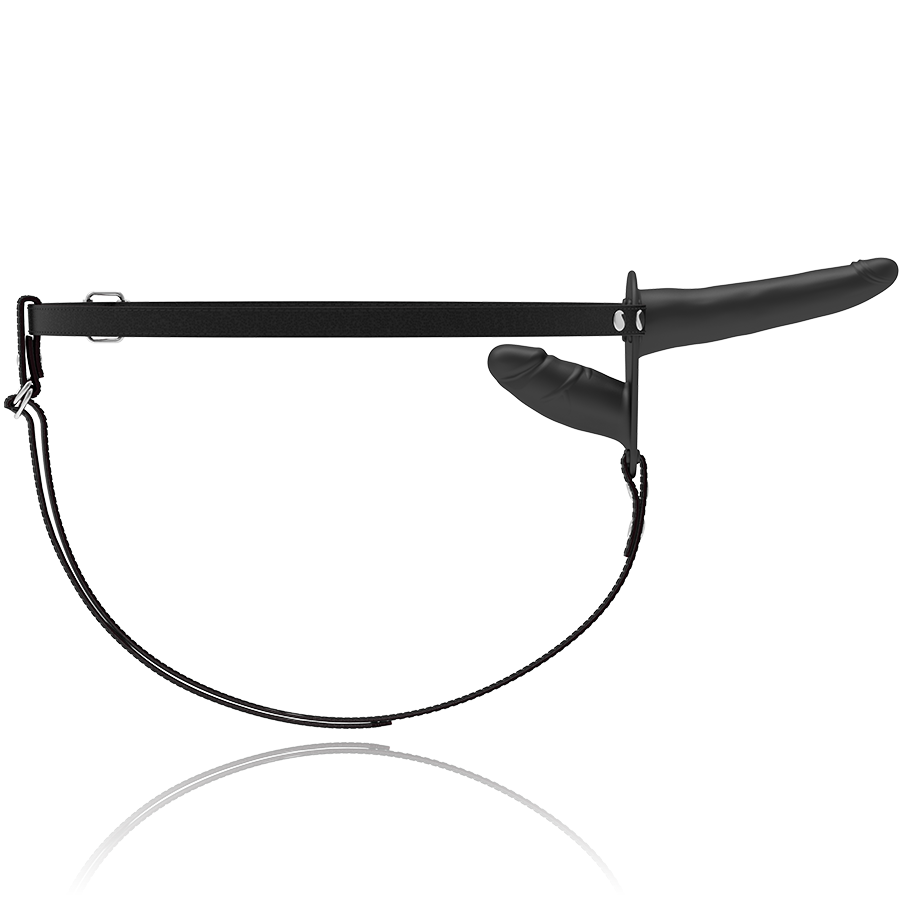 FETISH SUBMISSIVE STRAP ON DOUBLE PENETRIX, silikon, črni, 15 + 8 cm - slika 2