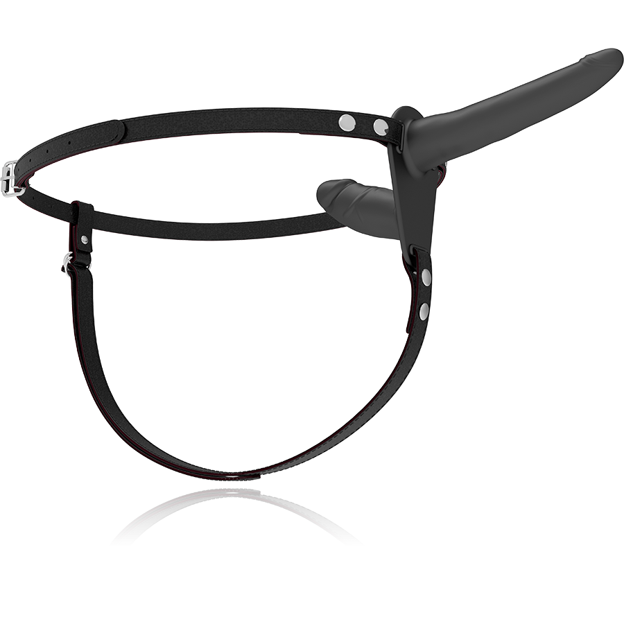 FETISH SUBMISSIVE STRAP ON DOUBLE PENETRIX, silikon, črni, 15 + 8 cm - slika 3