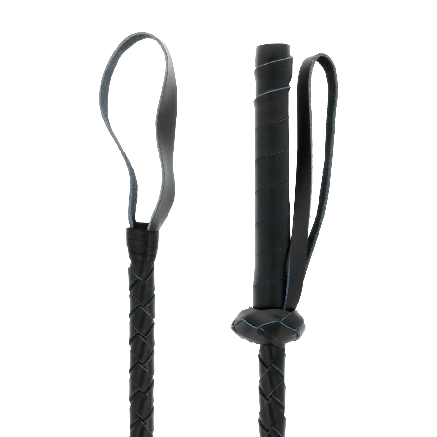DARKNESS FETISH, usnjeni bič, 60 cm, črn - slika 2