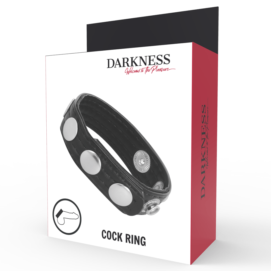DARKNESS, usnjeni erekcijski obroček, črn - slika 2