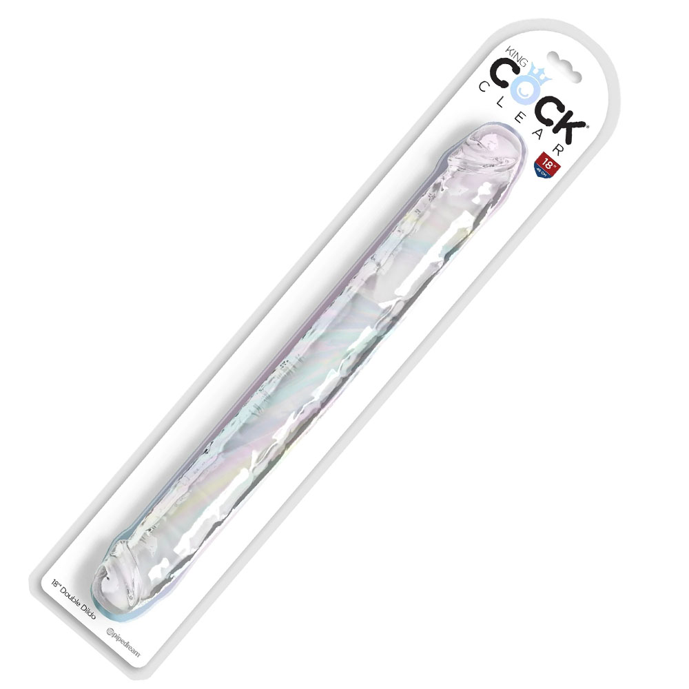 KING COCK 18" Double Dildo, prozoren